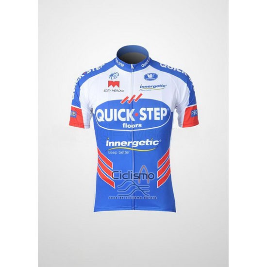 Quick Step Floor Ropa Ciclismo Culotte Corto 2011 Mangas Cortas Blanco y Azur